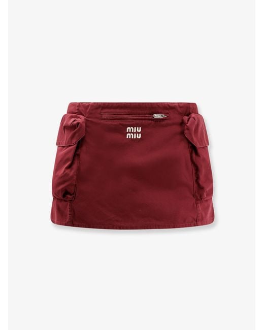 Miu Miu Red Cotton Mini Skirt