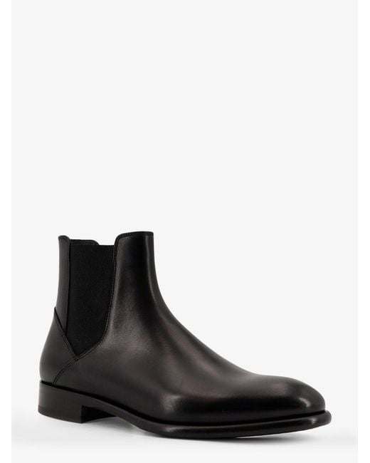 Doucal's Black Leather Ankle Boots for men