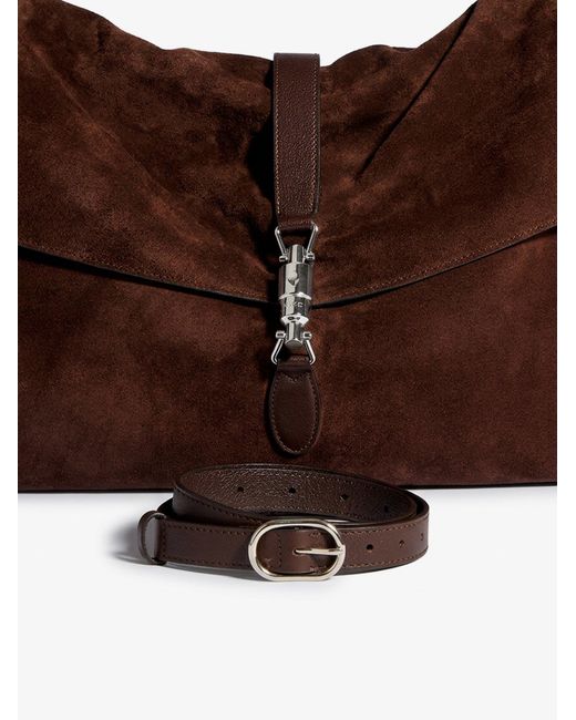 Gucci Brown Jackie Flap Suede Shoulder Bag for men