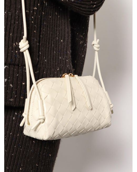 Bottega Veneta Natural Concert Pouch Leather Crossbody Bag With Intrecciato Motif