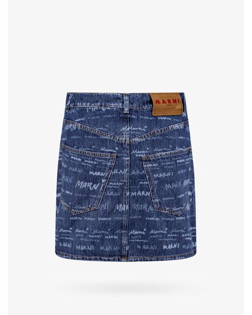 Marni Blue Cotton Closure With Zip Printed Skirts