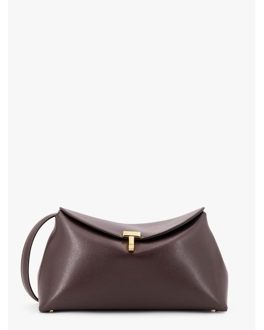Totême Brown T-Lock Clutch Leather Crossbody Bag
