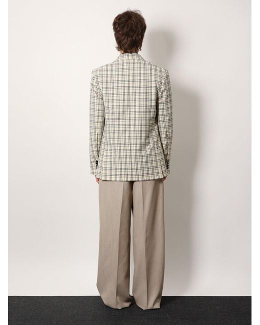 AMI White Virgin Wool Blazer With Madras Motif for men