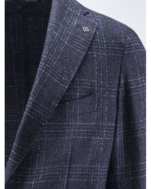 Tagliatore Blue Single-Breasted Virgin Wool Blend Blazer for men