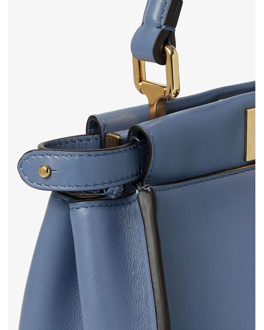Fendi Blue Peekaboo Mini Leather Handbag