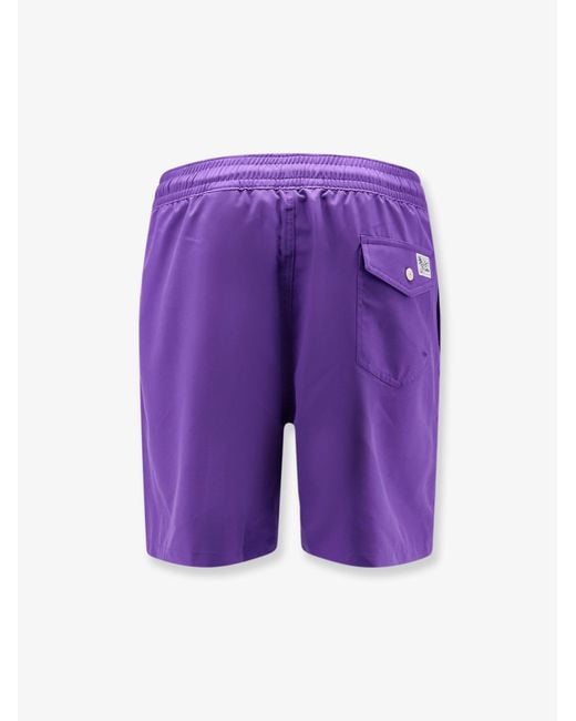 Polo Ralph Lauren Purple Nylon Swim Trunks With Embroidered Logo for men