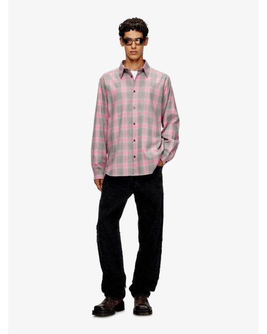 Camicia S-Simply Check di DIESEL in Pink da Uomo