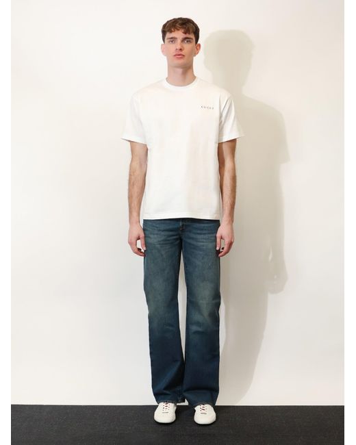 Gucci White Cotton T-Shirt With Lettering Logo On The Front for men