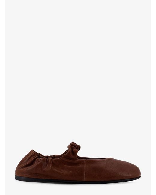 Miu Miu Brown Ruches Leather Ballerinas