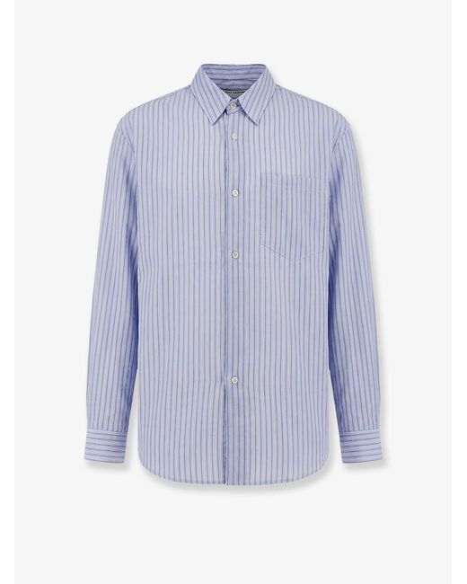 TONYWACK Blue Lyocell Shirt With Striped Motif for men