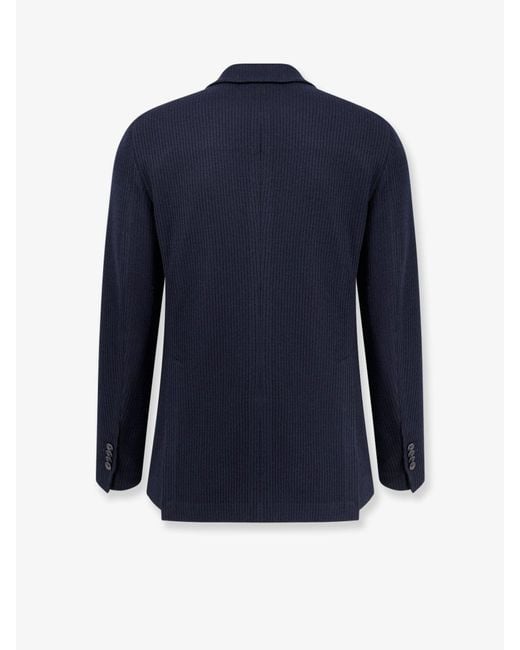 Tagliatore Blue Knitted Double-Breasted Blazer for men