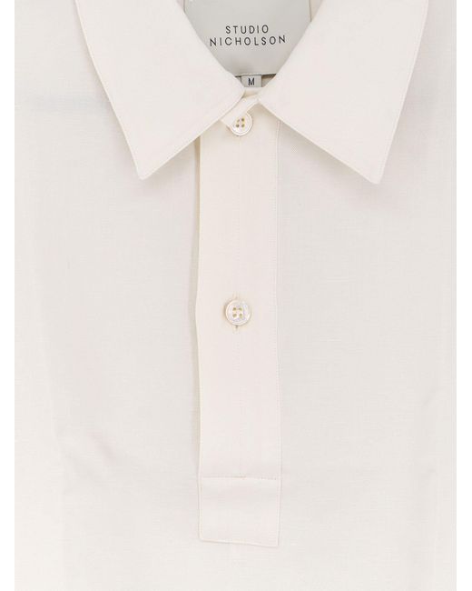 Studio Nicholson White Viscose And Linen Blend Shirt for men