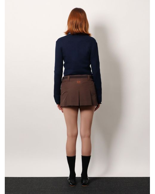 ミニスカート Miu Miu Panama Pleated Mini Skirt With Belt Miu Miu Panama Pleated Mini Skirt With Belt in Brown | Lyst
