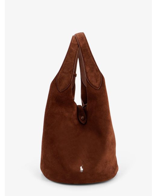 Polo Ralph Lauren Brown Play Suede Shoulder Bag With Contrasting Logo