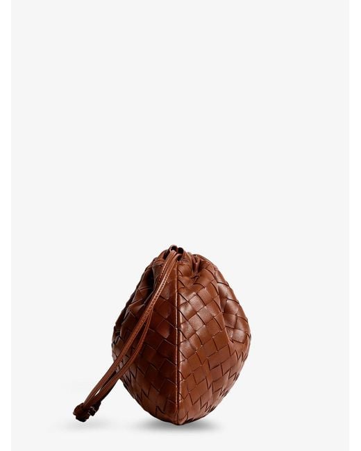 Bottega Veneta Brown Medium Dustbag Leather Clutch Bag With Intrecciato Effect