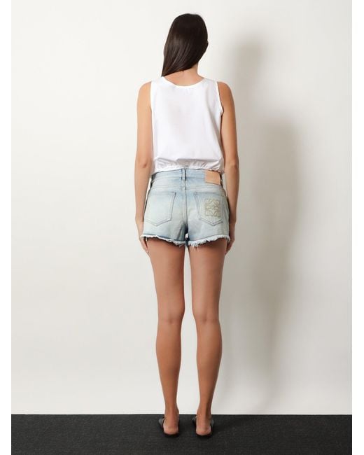 Loewe Blue Paula's Ibiza- Denim Bermuda Shorts With Frayed Edges