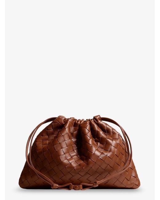 Bottega Veneta Brown Medium Dustbag Leather Clutch Bag With Intrecciato Effect