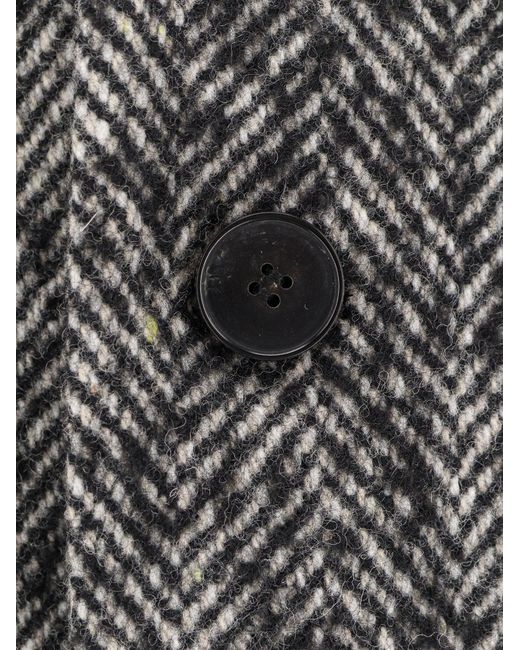 Amaranto Gray Herringbone Pattern Wool Coat for men