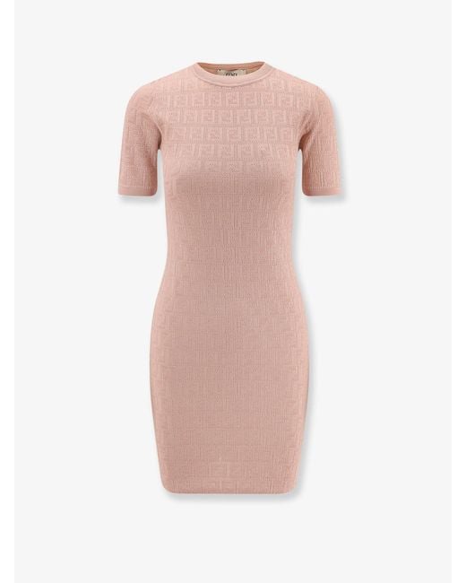 Fendi Pink Ff Cotton And Viscose Dress