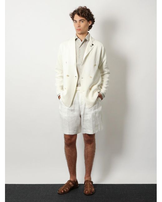 Lardini White Linen Shorts for men