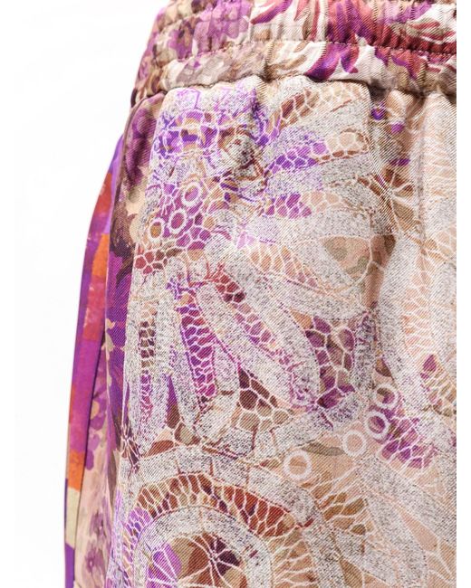 Pierre Louis Mascia Pink Silk Trousers With Mulitcolor Print All-Over