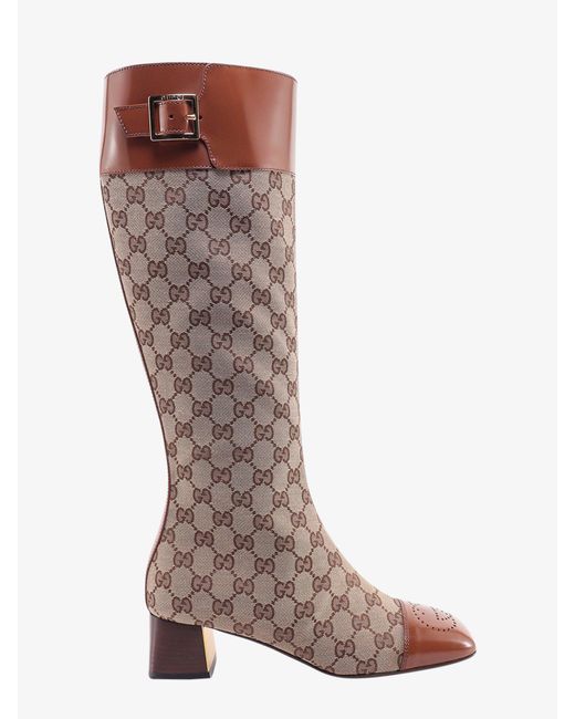 Gucci Brown Squared Toe Leather Zip Closure Boots