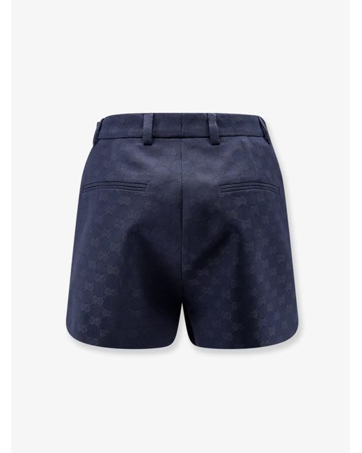Gucci Blue Gg Cotton Blend Shorts