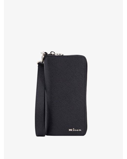 Kiton Black Leather Phonecase for men
