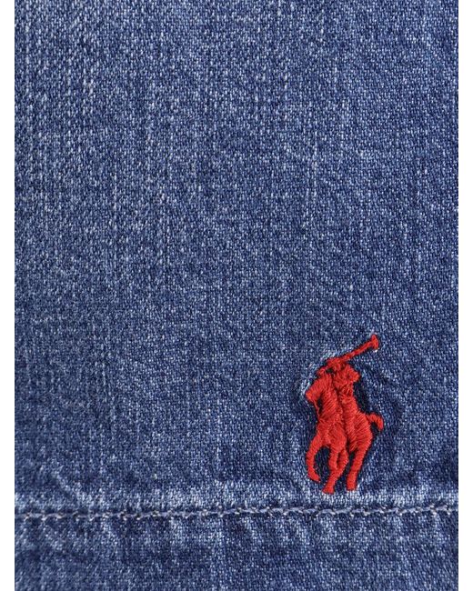 Polo Ralph Lauren Blue Denim Bermuda Shorts With Logo for men
