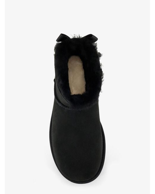 Ugg Black Ultra Mini Bailey Bow Suede Ankle Boot