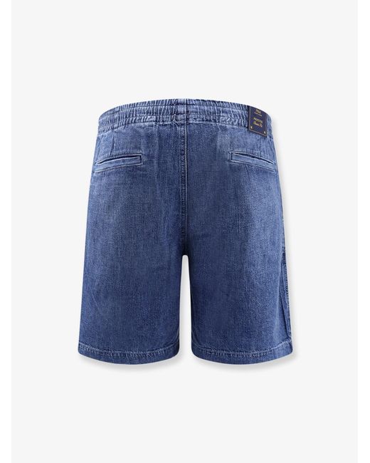 Polo Ralph Lauren Blue Denim Bermuda Shorts With Logo for men