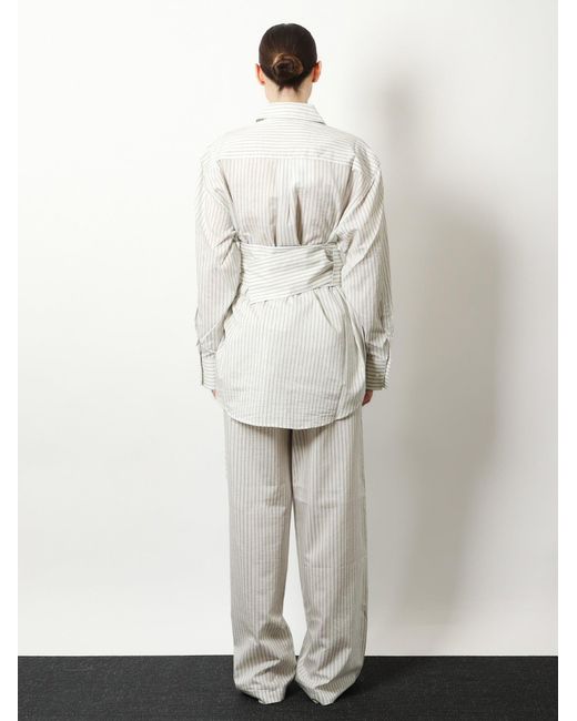 Rohe Gray Silk Trousers With Striped Pattern