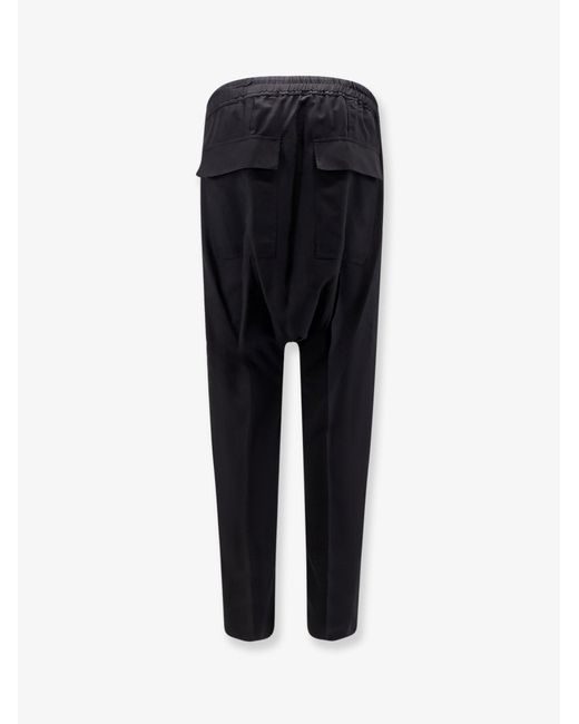 Rick Owens Blue Drawstring Long Certified Virgin Wool Trousers for men
