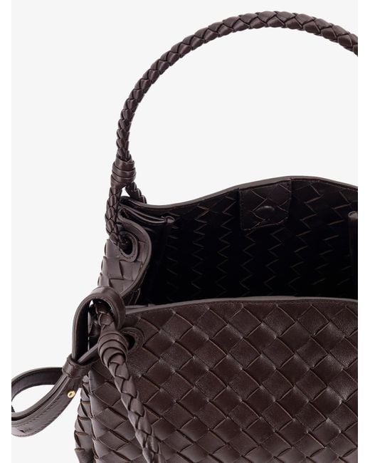Bottega Veneta Black Parachute Leather Shoulder Bag With Intrecciato Pattern And Knot Detail