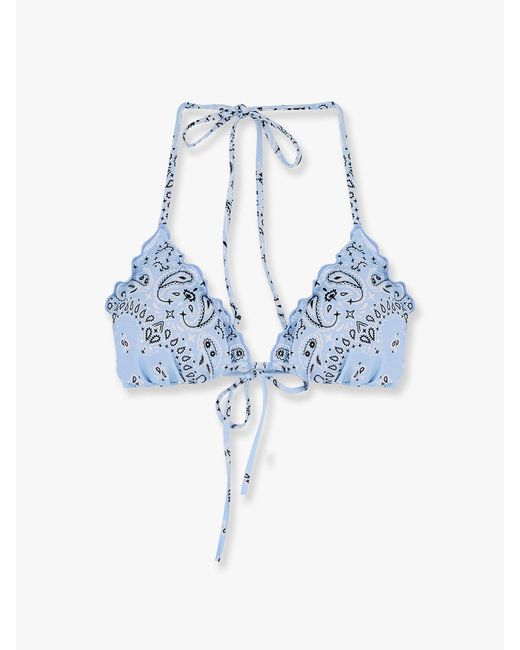 Mc2 Saint Barth Blue Sagittarius Bikini Top With Print