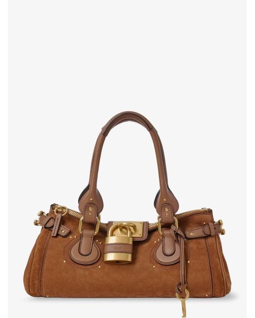 Chloé Brown Paddington Suede Shoulder Bag