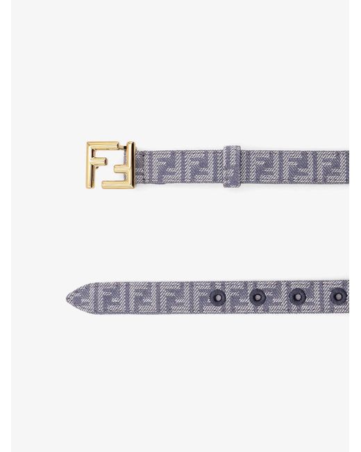Fendi White Jacquard Ff Fabric Belt