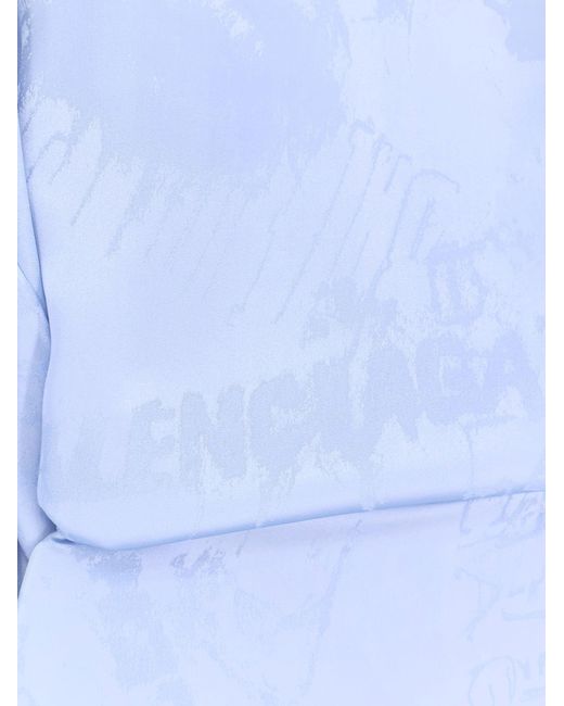 Balenciaga Blue Wrap Silk Mini Dress