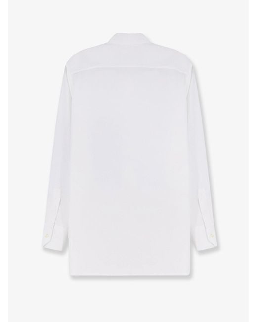Saint Laurent White Cotton Shirt With Cassandre Embroidery