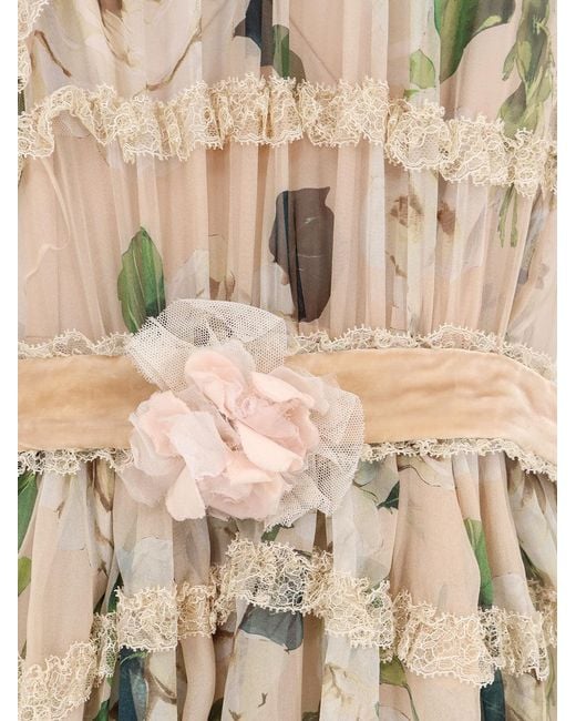 Dolce & Gabbana Natural Dolce & Gabbana Silk And Viscose Dress With Iconic Print