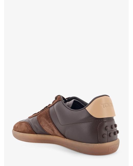 Tod's Brown Allacciata Cassetta Leather And Suede Sneakers for men