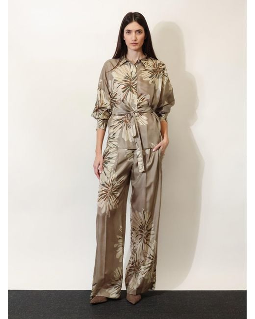 Brunello Cucinelli Green Silk Shirt With Belt