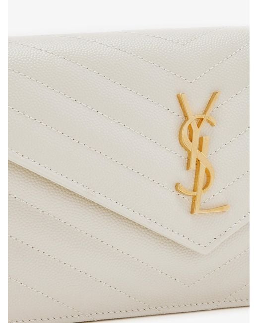 Saint Laurent White Envelope Leather Crossbody Bag