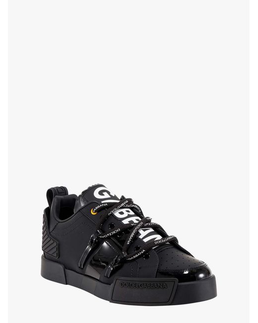 Dolce & Gabbana Leather Sneakers in Black for Men - Lyst