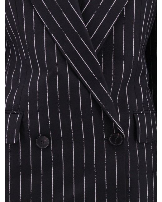 McQueen Blue Double-Breasted Broken Pinstripe Blazer