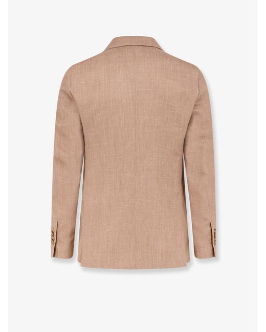 Lardini Natural Iconic Double-Breasted Wool, Silk And Linen Blazer for men