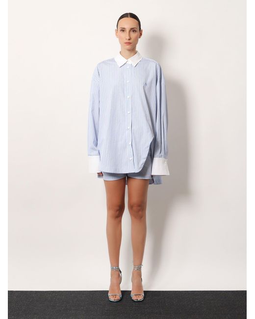 The Attico White Oversize Striped Cotton Shirt