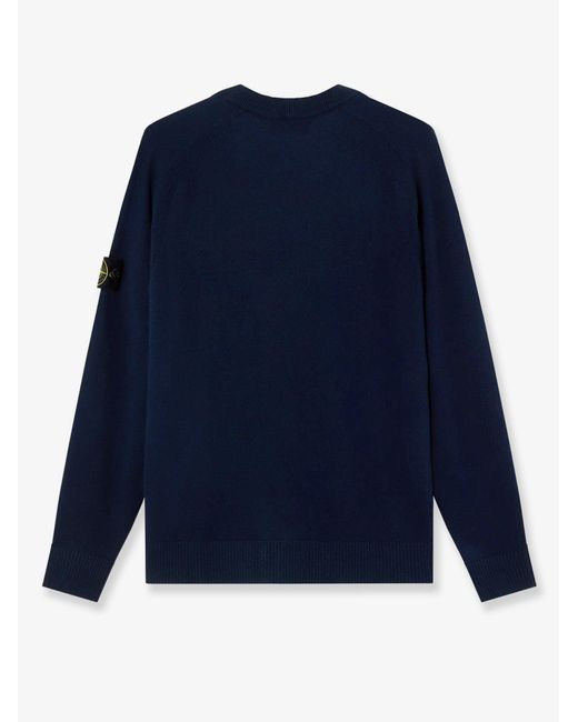 Stone Island Blue Certified Virgin Wool Cardigan for men