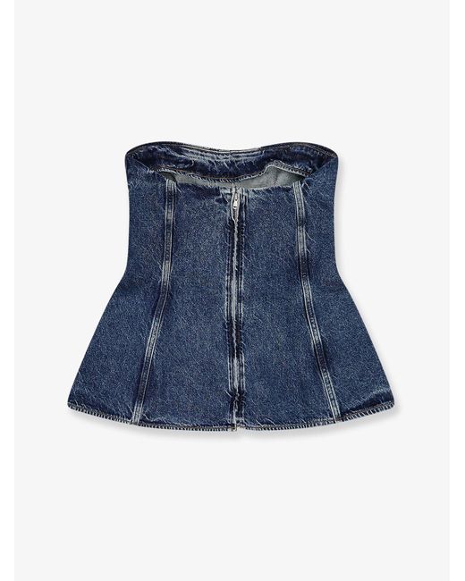 Agolde Blue Lara Corset Denim Top