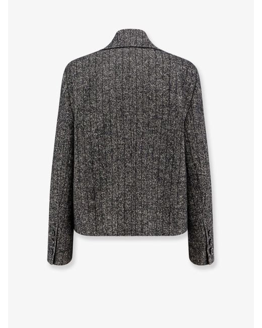 Dolce & Gabbana Black Wool Blend Striped Double-Breasted Blazer